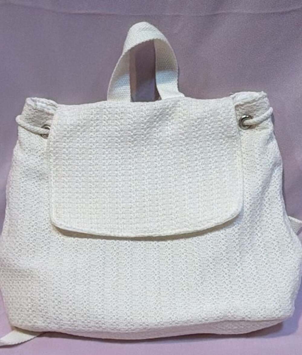 Abercrombie & Fitch White Woven Drawstring Backpack